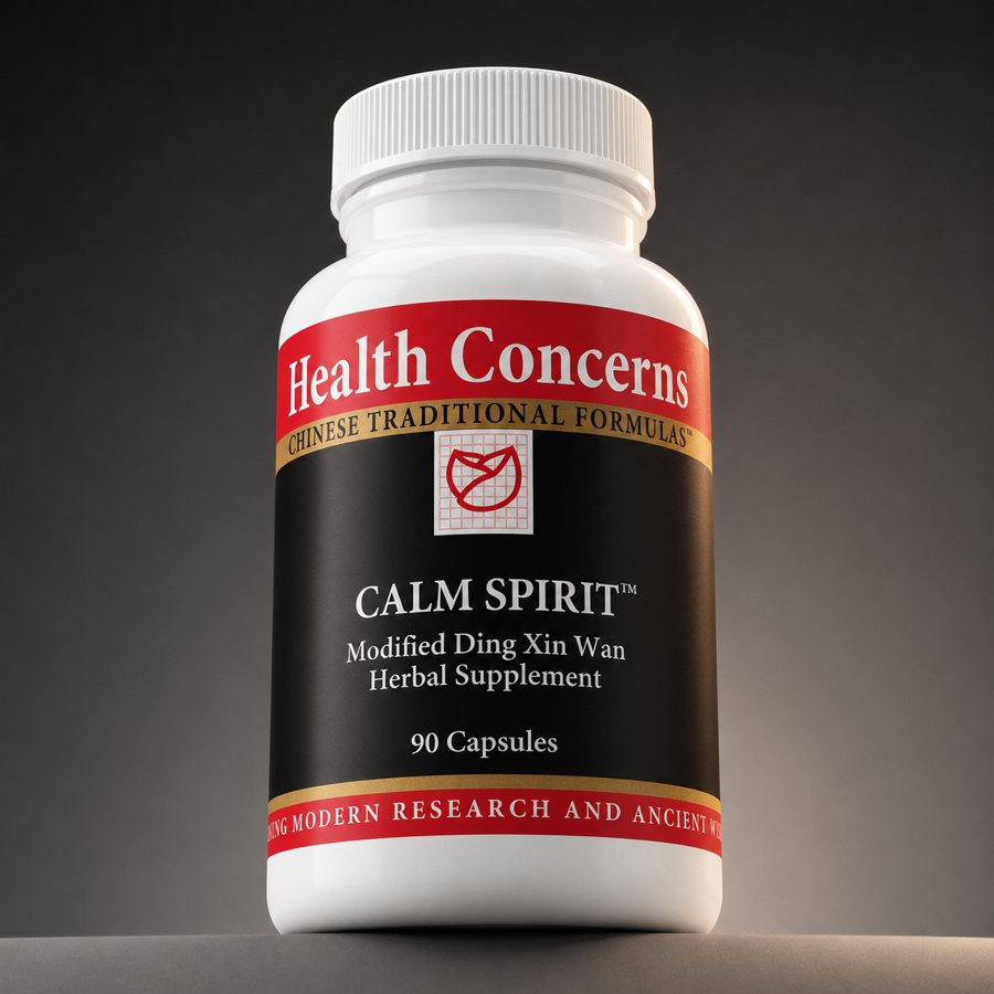 Calm Spirit, 90 capsules, lit against a dark background